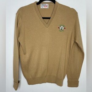 Vintage tan golf logo embroidered sweater